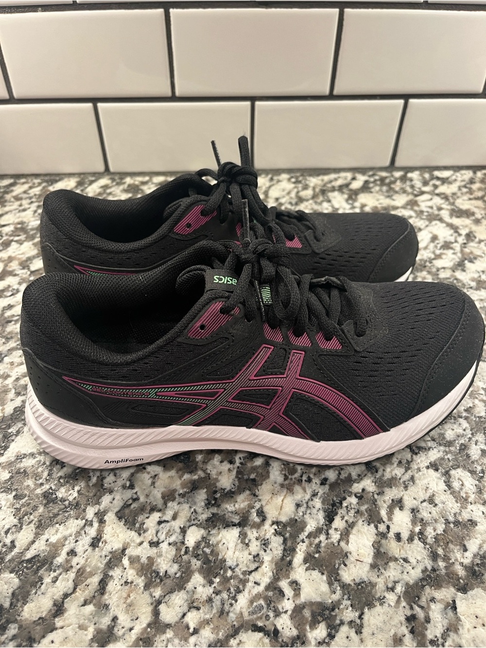 ASICS Women's Black and Pink Running Shoes